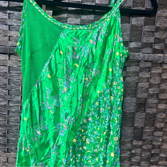 Y2K Vintage green floral maxi dress by Hugo Buscatti size 2 XS/S lined flowy - Picture 4 of 8